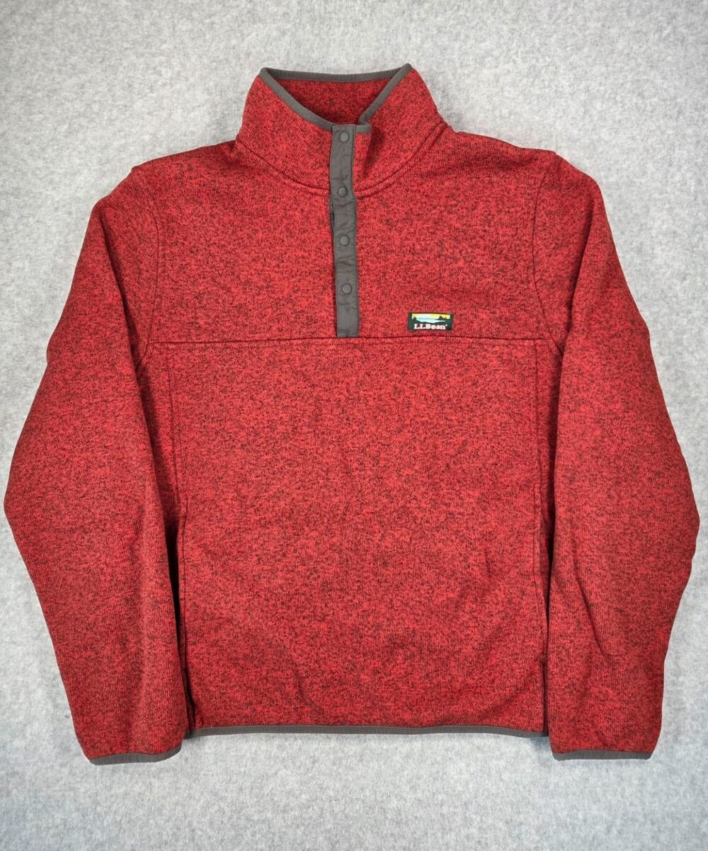 L.L. Bean Sweater Fleece Pullover Men's Large L Red cozy fall winter layering